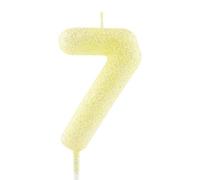Bougie dorée jaune pailletée pour gâteau d'anniversaire 7 ans - Bougie d'anniversaire pour filles, garçons, femmes - Fournitures de fête