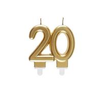 Santex Bougie de décoration Bougie des Âges 20 ans Or métallique 9 x 7,5 cm paraffine et plastique