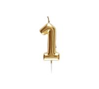 Bougie dorï¿½e avec chiffre 1 pour dï¿½coration gï¿½teau anniversaire (x1) REF/6933