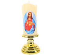 Bougie Électrique LED sans Flamme, Décorative Religieuse Catholique | Design Réaliste, Décoration pour Églises et Espaces Publics, Plastique Or, Fonctionne 2 Piles Aaa