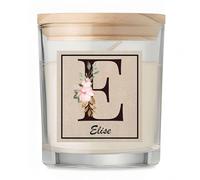 Bougie Elise Lettre Fleur | Candle | Idée Cadeau Anniversaire Famille Travail Départ Collègue Retraite Noël