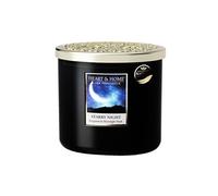 Bougie parfumée ellipse 2 mèches 220g-40h modèle Nuit étoilée (bergamote, lavandin, géranium, petit grain) - Heart & Home