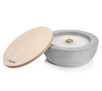 Bougie en béton à mèche permanente, Dimensions Ø 25cm bord étroit, Torche de jardin rechargeable, Durée de combustion infinie grâce au recyclage respectueux de l’environnement de la cire de bougie