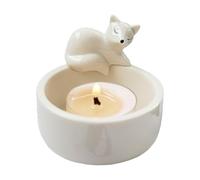 Bougie en céramique faite à la main en forme de renard portable, adorable sculpture compacte et mignonne de renard endormi, figurine d'animal réaliste pour une ambiance chaleureuse à la maison et une