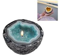 Bougie en cristal en forme de géode - Bougies décoratives pour la maison et la table - Décoration créative et amusante - Bougies d'aromathérapie en cristal (bleu, S)