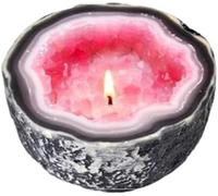 Bougie en cristal en forme de géode - Bougies décoratives pour la maison et la table - Décoration créative et amusante - Bougies d'aromathérapie en cristal (rose clair, S)