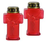 Bougie en croix 2 pièces, décorations funéraires alimentées par batterie sans flamme vacillante, lumières funéraires amovibles à LED pour cimetière, église, bougies LED du souvenir