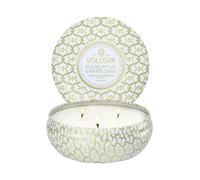 bougie en étain à 3 mèches - Eucalyptus et sauge blanche par Voluspa pour unisexe - Bougie de 12 oz