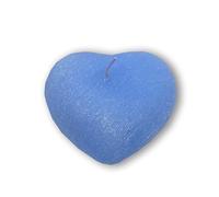 Bougie en forme de cœur - Texture rayée - Sac cadeau - Bougie artisanale - Diamètre 8 cm hauteur 10 cm - Baptême - Baby Shower - Communion - Couleur bleu - Cereria Di Giorgio