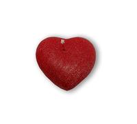 Bougie en forme de cœur - Texture rayée - Sac cadeau - Bougie artisanale - Diamètre 8 cm hauteur 10 cm - Cadeau Saint Valentin - Bonbonnière - Couleur Rouge - Cereria Di Giorgio