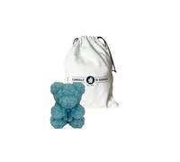 Bougie en forme d'ours avec pétales - Sac cadeau - Bougie artisanale - Diamètre 8 cm hauteur 10 cm - Bonbonnière baptême - Baby Shower - Communion - Couleur bleu - Cereria Di Giorgio