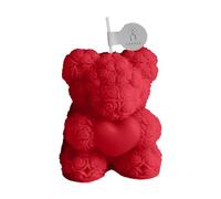 Bougie en forme d'ourson en rose pour la Saint-Valentin pour les femmes Bougie en forme d'ourson en rose pour la journée des mamans Bougie parfumée à la cire de soja faite à la main (Red, One Size)