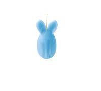 Bougie en forme d'œuf avec oreilles de lapin, couleur Dusty Blue - haute 12 cm - Artisanal - Fabriqué en Italie - Cereria di Giorgio