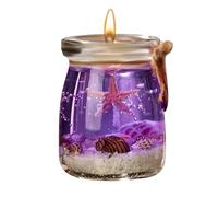 Bougie en gel sur le thème des océans bleu, violet, , bougie en gel de coquillage, bougie parfumée sur le thème des océans, étoile de mer, buccin, coquillage, décoration