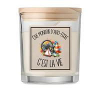 Bougie Être moniteur d'auto-école c'est la vie | Bougie Parfumée en Verre avec Couvercle Bois | Idée Cadeau Formateur Formatrice Homme Femme Anniversaire Noël | Imprimée en Bretagne