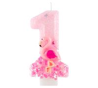 Bougie flamant rose à paillettes pour 1er anniversaire de mariage - Thème hawaïen - Pour fille et garçon - Pour fête prénatale, anniversaire de mariage, fête d'anniversaire de mariage