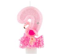 Bougie flamant rose à paillettes pour 2e anniversaire de mariage - Thème hawaïen - Pour fille et garçon - Pour fête prénatale, anniversaire de mariage, fête d'anniversaire de mariage