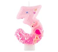 Bougie flamant rose à paillettes pour 3e anniversaire - Thème hawaïen - Pour fille et garçon - Pour fête prénatale, anniversaire de mariage, fête d'anniversaire, mariage