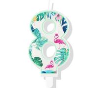 Bougie Flamant Rose pour 8e Anniversaire, Numéro 8 pour Gâteau, Décorations Hawaïennes d'Anniversaire pour Garçons et Filles, Enfants, Fournitures