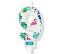 Bougie Flamant Rose pour 9e Anniversaire, Numéro 9 pour Gâteau, Décorations de Gâteau d'Anniversaire Hawaïen pour Garçons et Filles, Enfants, Fournitures