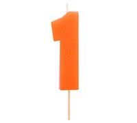Bougie fluo couleur avec paillettes numéro / pack 1 pièce (orange 1)