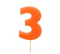 Bougie fluo couleur avec paillettes numéro / pack 1 pièce (orange 3)