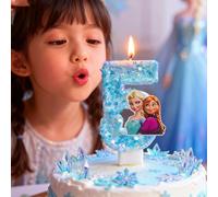 Bougie Frozen Numéro 0-9, Décoration de Gâteau d'Anniversaire Elsa, Topper de Gâteau pour Fête d'Anniversaire Frozen, Décoration de Baby Shower, Cadeau B-3