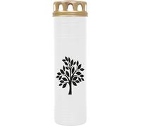 Bougie funéraire Blanc 170h ( couvercle or ) - arbre