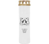 Bougie funéraire Blanc 170h ( couvercle or ) - Chat 2