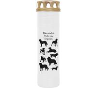 Bougie funéraire Blanc 170h ( couvercle or ) - chiens