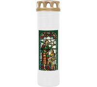 Bougie funéraire Blanc 170h ( couvercle or ) - fenêtre vert
