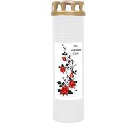 Bougie funéraire Blanc 170h ( couvercle or ) - Rose Ranke