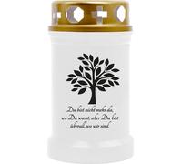 Bougie funéraire Blanc 40h ( couvercle or ) - arbre