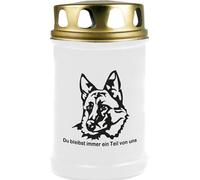 Bougie funéraire Blanc 48h ( couvercle or ) - Berger allemand
