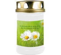 Bougie funéraire Blanc 48h ( couvercle or ) - Pâquerette