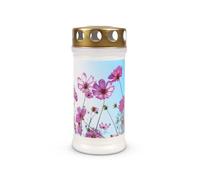 Bougie funéraire - Bougie funéraire - 72 heures de combustion - Longue durée de combustion - Avec motif (lys) - Bougie de deuil pour cimetière comme brûleur permanent