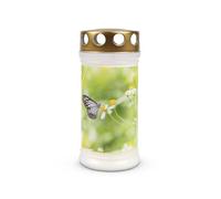 Bougie funéraire - Brûleur de jour 72 heures de combustion longue durée - Lanterne funéraire avec motif (marguerites) - Bougie de deuil pour cimetière mémorial comme brûleur permanent