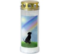 Bougie funéraire chien avec couvercle doré, durée de combustion jusqu'à 4 jours