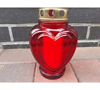 Bougie funéraire en forme de cœur rouge env. 18 cm de haut