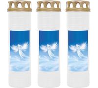 Bougie funéraire - Lot de 3 - Blanc 170h ( couvercle doré ) - Ange