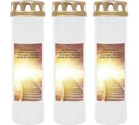 Bougie funéraire - Lot de 3 - Blanc 170h ( couvercle doré ) - Escaliers