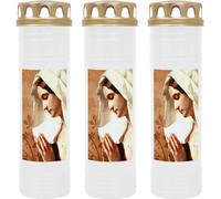 Bougie funéraire - Lot de 3 - Blanc 170h ( couvercle doré ) - Maria