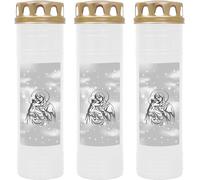 Bougie funéraire - Lot de 3 - Blanc 170h ( couvercle doré ) - Maria