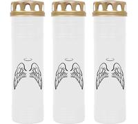 Bougie funéraire - lot de 3 - blanc 170h ( couvercle or ) - ailes d'ange