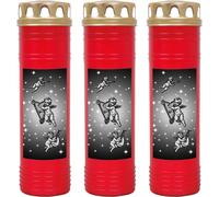 Bougie funéraire - Lot de 3 - Rouge 170h ( Couvercle doré ) - Ange