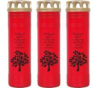Bougie funéraire - Lot de 3 - Rouge 170h ( couvercle doré ) - Arbre