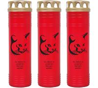 Bougie funéraire - Lot de 3 - Rouge 170h ( Couvercle doré ) - Cat 4