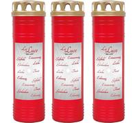 Bougie funéraire - Lot de 3 - Rouge 170h ( Couvercle doré ) - LaLuce