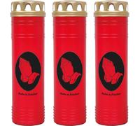 Bougie funéraire - Lot de 3 - Rouge 170h ( Couvercle doré ) - Mains
