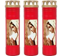 Bougie funéraire - Lot de 3 - Rouge 170h ( couvercle doré ) - Maria